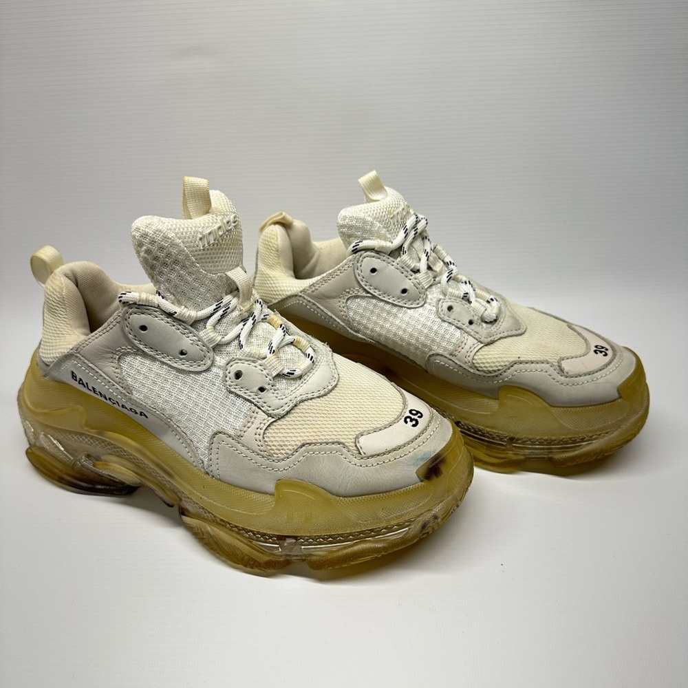 Balenciaga beige clear sole triple sneakers